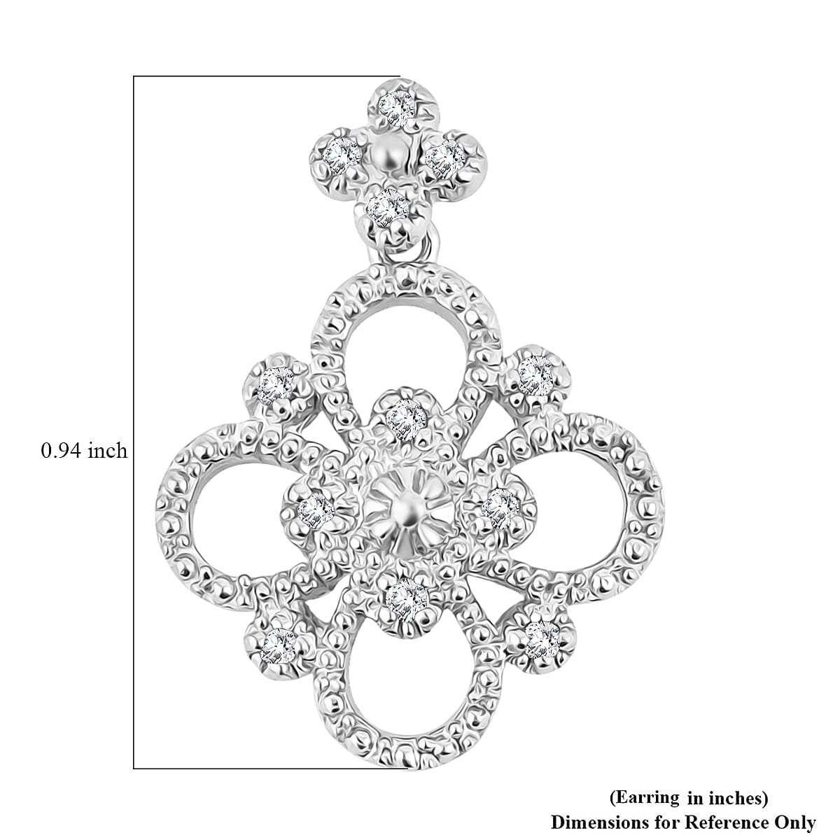 Diamond I2-I3 0.20 ctw Earrings in Rhodium Over Sterling Silver  image number 4