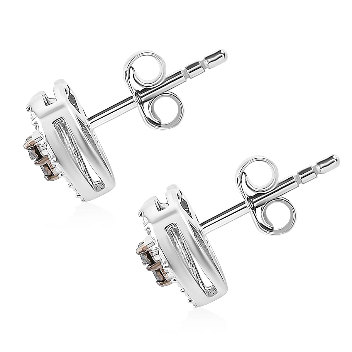 Black Diamond 0.10 ctw Heart Stud Earrings in Rhodium Over Sterling Silver 