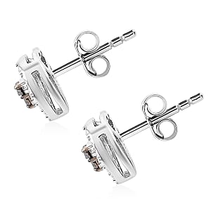 Black Diamond 0.10 ctw Heart Stud Earrings in Rhodium Over Sterling Silver 