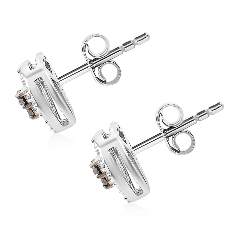 Black Diamond 0.10 ctw Heart Stud Earrings in Rhodium Over Sterling Silver 