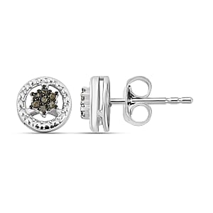 Black Diamond (IR) 0.10 ctw Stud Earrings in Rhodium Over Sterling Silver 