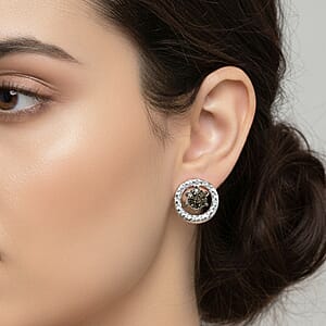 Black Diamond (IR) 0.10 ctw Stud Earrings in Rhodium Over Sterling Silver 