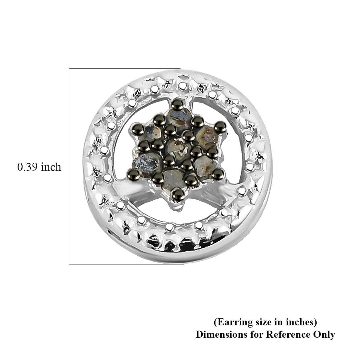 Black Diamond (IR) 0.10 ctw Stud Earrings in Rhodium Over Sterling Silver 