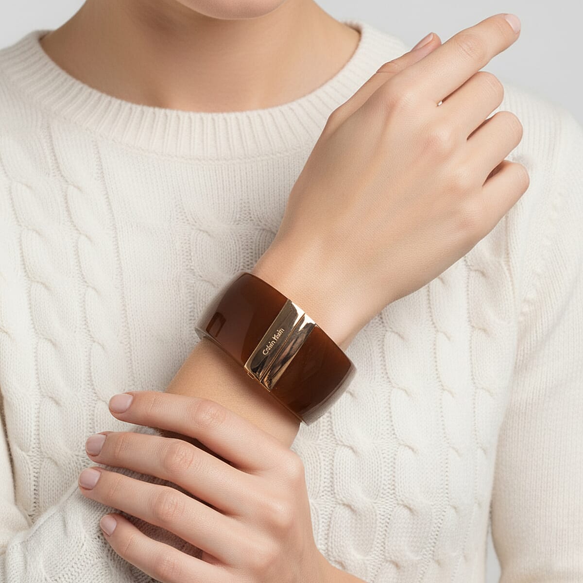 Calvin Klein Closeout ION Plated RG Stainless Steel Vision Bangle Bracelet (6.25 In) image number 2