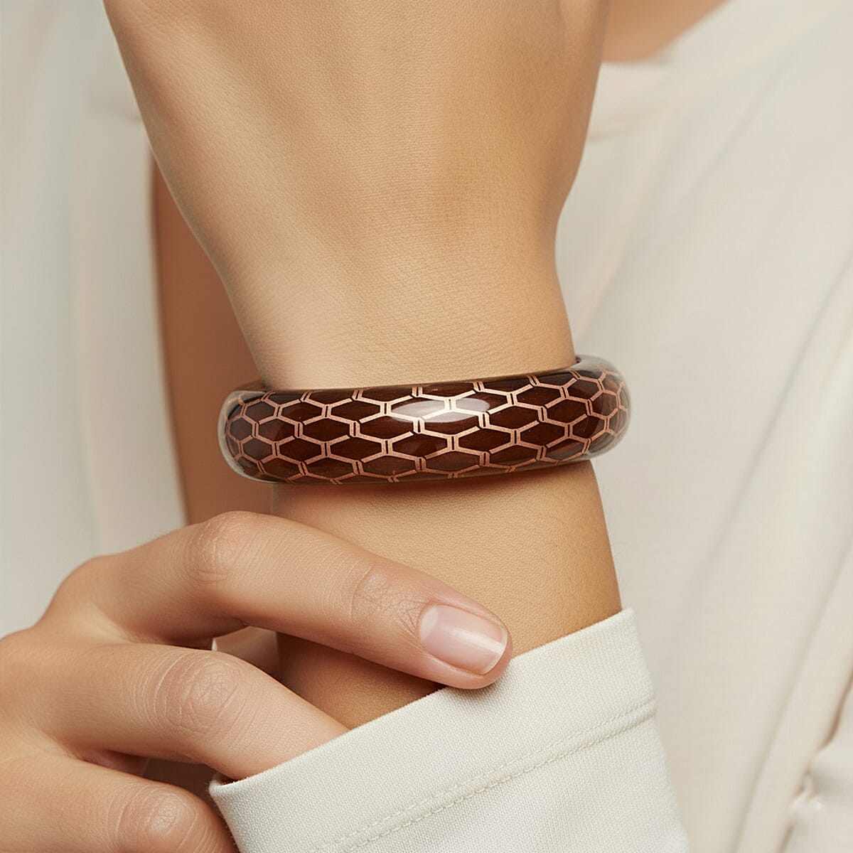 Calvin Klein Closeout ION Plated RG Stainless Steel Abstract Bangle Bracelet (8.00 In) image number 2