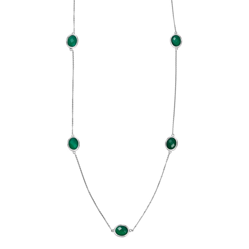 D'Joy Green Onyx 20.85 ctw Necklace in Platinum Over Sterling Silver 30 Inches