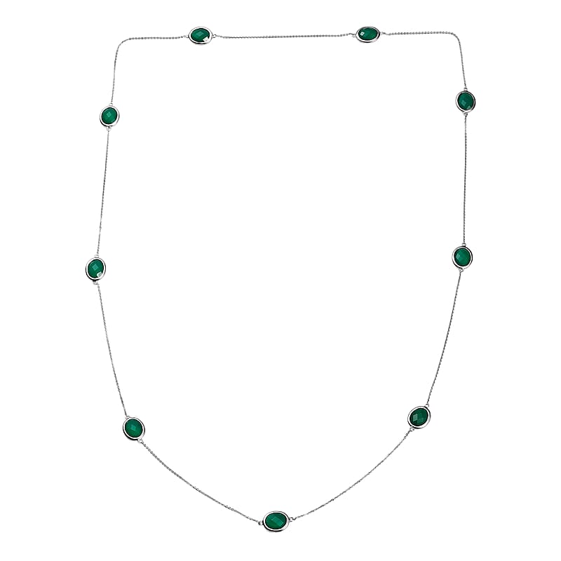 D'Joy Green Onyx 20.85 ctw Necklace in Platinum Over Sterling Silver 30 Inches
