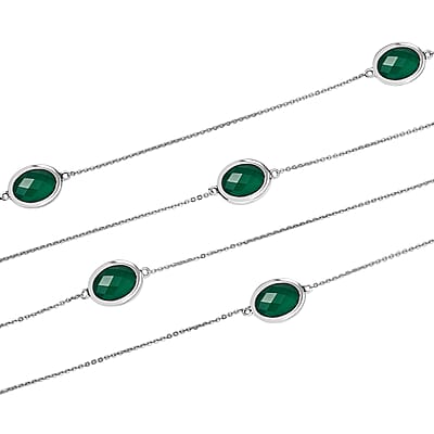 D'Joy Green Onyx 20.85 ctw Necklace in Platinum Over Sterling Silver 30 Inches