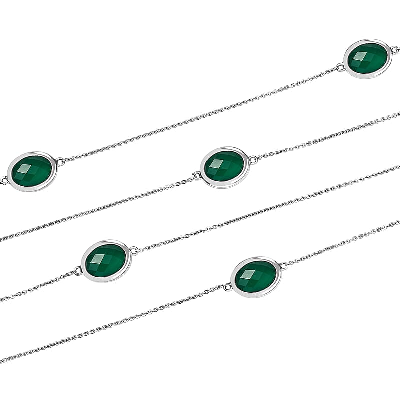 D'Joy Green Onyx 20.85 ctw Necklace in Platinum Over Sterling Silver 30 Inches