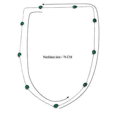 D'Joy Green Onyx 20.85 ctw Necklace in Platinum Over Sterling Silver 30 Inches