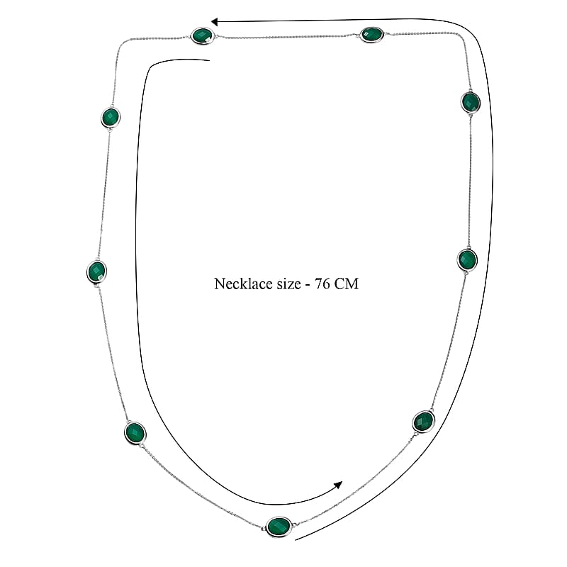 D'Joy Green Onyx 20.85 ctw Necklace in Platinum Over Sterling Silver 30 Inches
