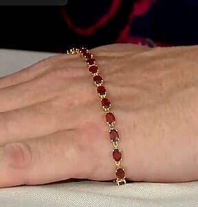 D'Joy AAA Ceylon Honey Garnet 10.35 ctw Firelight Bracelet in 18K Vermeil Yellow Gold Over Sterling Silver (6.50 In) (Del. in 8-10 Days)