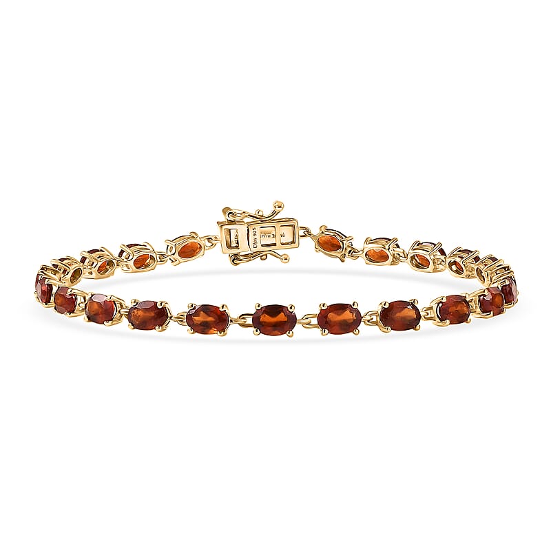 D'Joy AAA Ceylon Honey Garnet Bracelet in 18K Vermeil YG Over Sterling Silver 10.35 ctw (6.50 Inches)