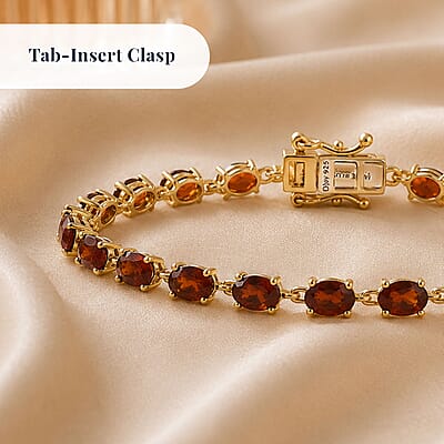 D'Joy AAA Ceylon Honey Garnet Bracelet in 18K Vermeil YG Over Sterling Silver 10.35 ctw (6.50 Inches)