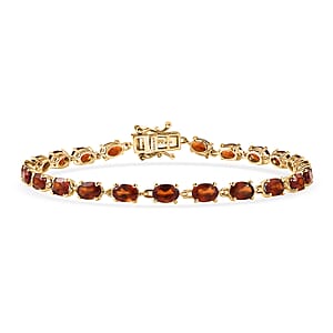 D'Joy AAA Ceylon Honey Garnet 11.80 ctw Firelight Bracelet in 18K Vermeil Yellow Gold Over Sterling Silver (7.25 In)