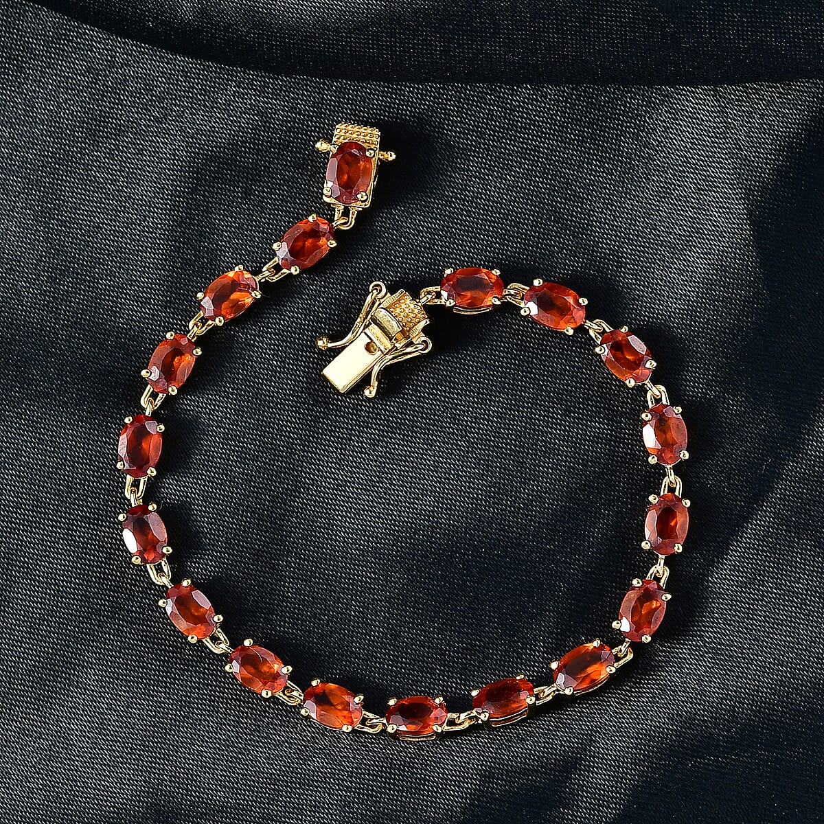 D'Joy AAA Ceylon Honey Garnet 11.80 ctw Firelight Bracelet in 18K Vermeil Yellow Gold Over Sterling Silver (7.25 In) image number 1