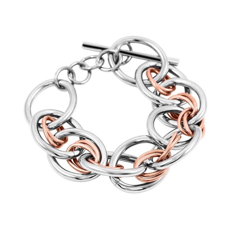 Calvin Klein Closeout ION Plated RG and Stainless Steel Forward Bracelet (7.00 In)