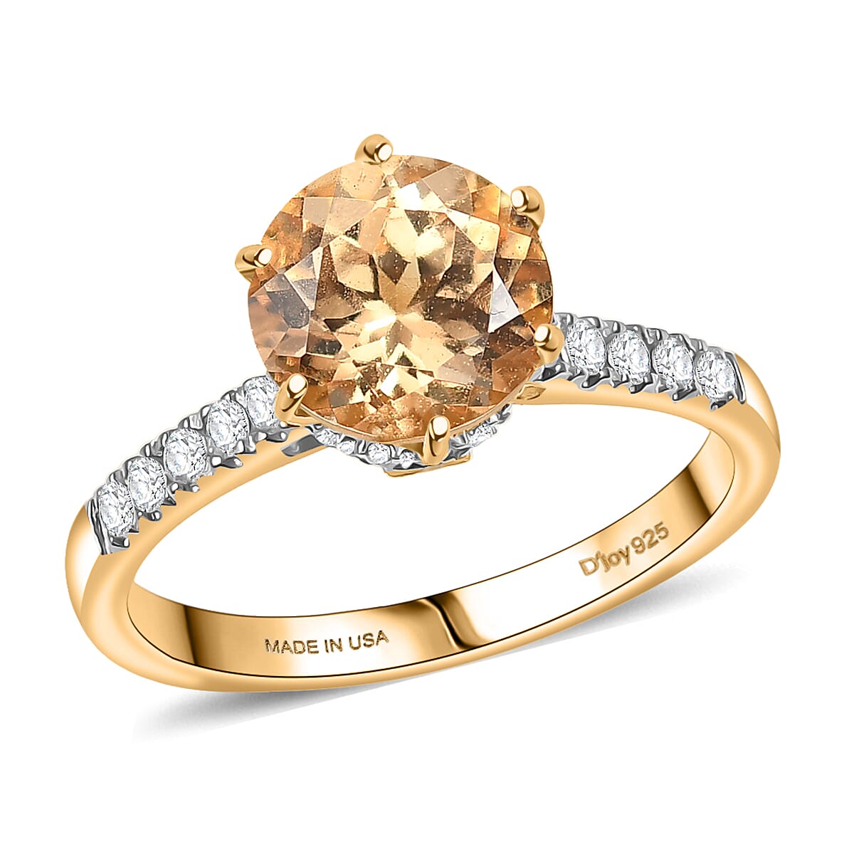 D'Joy Premium Imperial Garnet, Moissanite Dusky Glow Ring in 18K Vermeil YG Over Sterling Silver (Size 10.0) image number 0