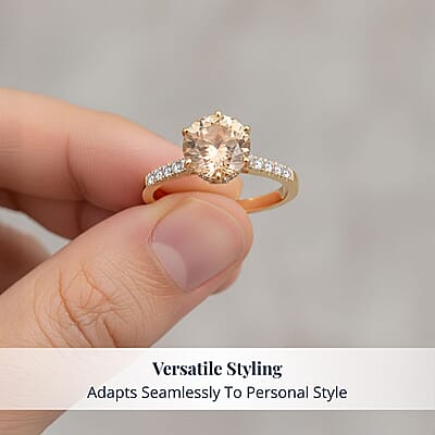 D'Joy Premium Imperial Garnet, Moissanite Ring in 18K Vermeil YG Over Sterling Silver 2.60 ctw (Size 10.0)