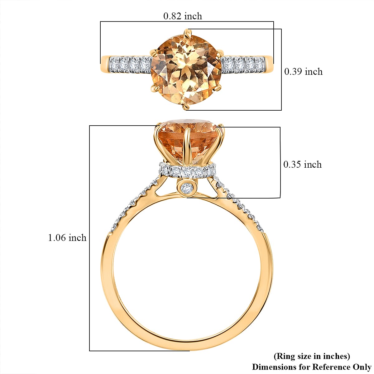 D'Joy Premium Imperial Garnet, Moissanite Dusky Glow Ring in 18K Vermeil YG Over Sterling Silver (Size 10.0) image number 5