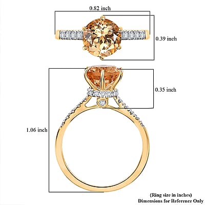D'Joy Premium Imperial Garnet, Moissanite Ring in 18K Vermeil YG Over Sterling Silver 2.60 ctw (Size 10.0)