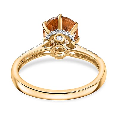 D'Joy Premium Imperial Garnet, Moissanite Ring in 18K Vermeil YG Over Sterling Silver 2.60 ctw (Size 10.0)