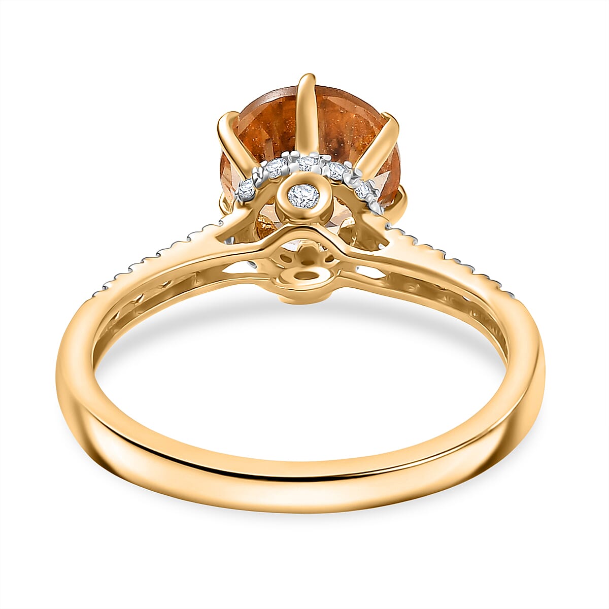 D'Joy Premium Imperial Garnet and Moissanite 2.60 ctw Crown Solitaire Ring in 18K Vermeil Yellow Gold Over Sterling Silver (Size 8.0) (Del. in 8-10 Days) image number 4