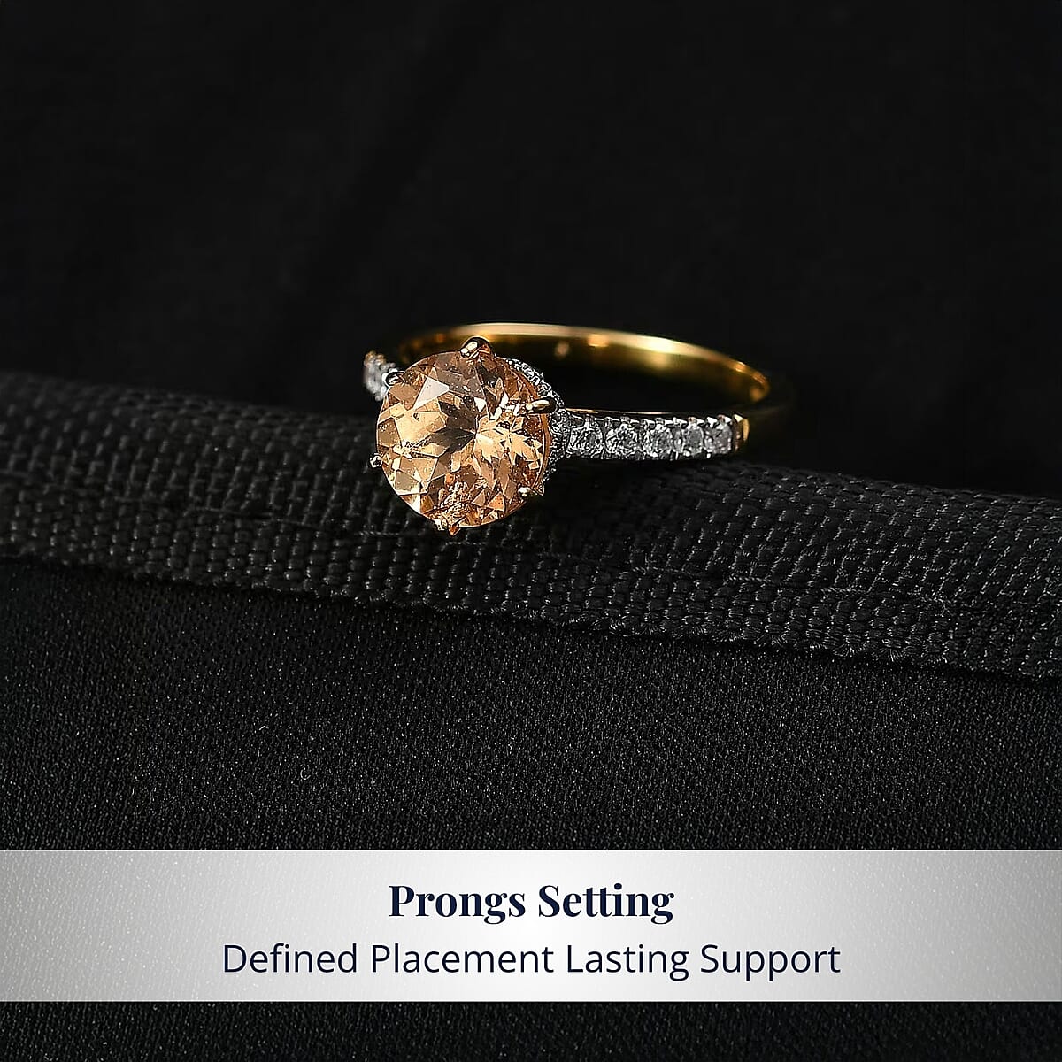 D'Joy Premium Imperial Garnet, Moissanite Solitaire Ring in 18K Vermeil YG Over Sterling Silver 2.60 ctw (Size 9.0) image number 3