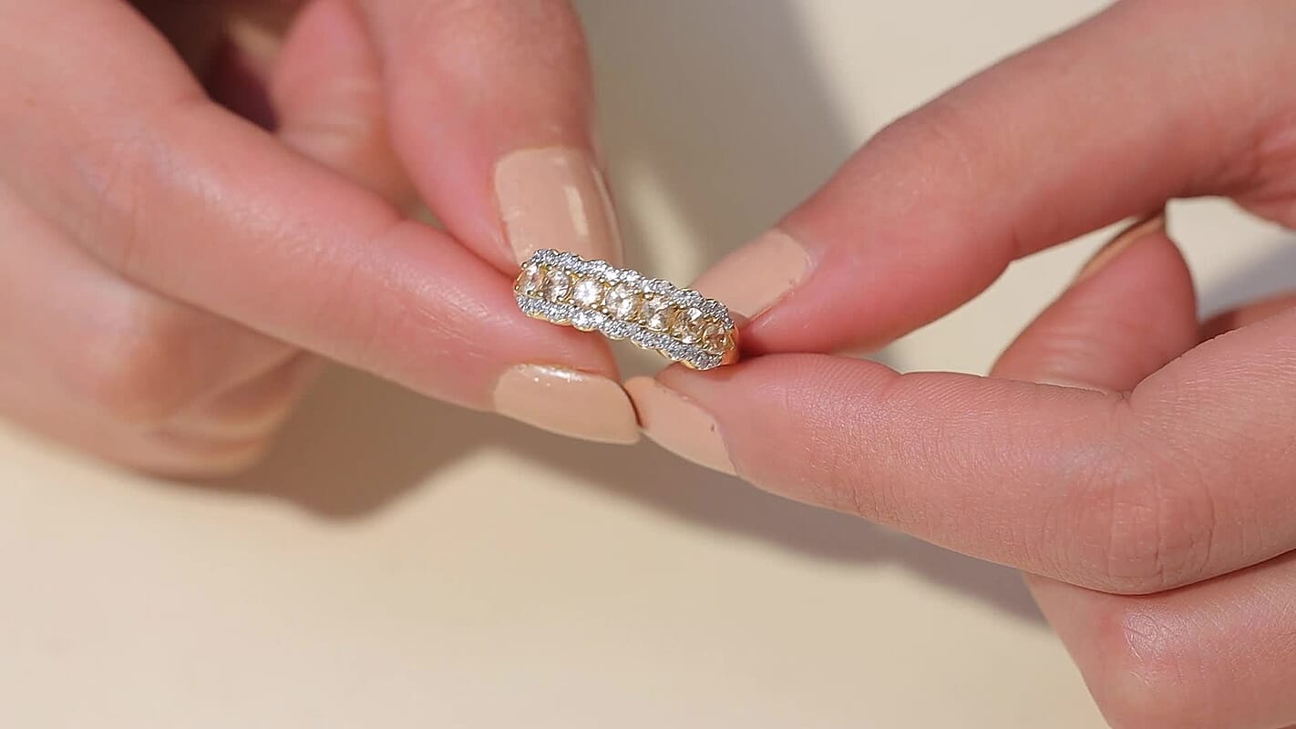 D'Joy Premium Imperial Garnet, Moissanite Ring in 18K Vermeil YG Over Sterling Silver (Size 10.0) 1.30 ctw