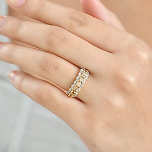 D'Joy Imperial Garnet, Moissanite Ring in 18K Vermeil YG Over Sterling Silver 1.30 ctw (Size 10.0)