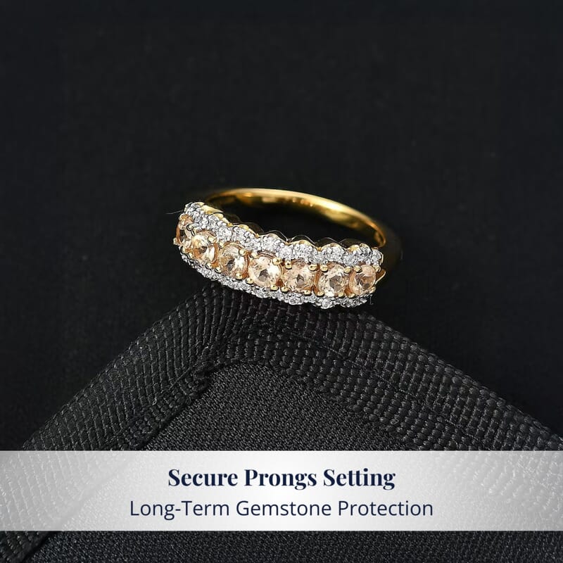 D'Joy Imperial Garnet, Moissanite Ring in 18K Vermeil YG Over Sterling Silver 1.30 ctw (Size 10.0)