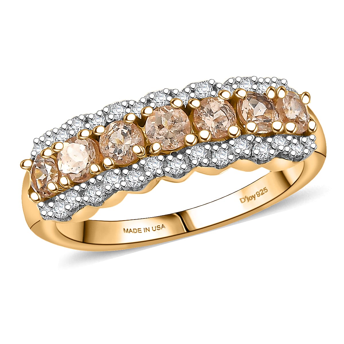 D'Joy Premium Imperial Garnet, Moissanite Ring in 18K Vermeil YG Over Sterling Silver (Size 10.0) 1.30 ctw image number 0