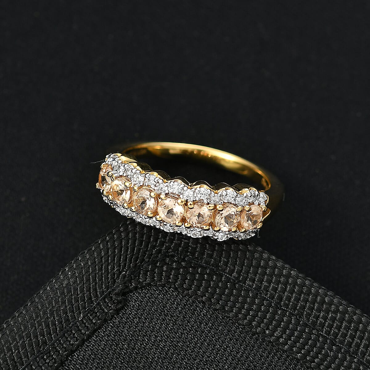 D'Joy Premium Imperial Garnet, Moissanite Ring in 18K Vermeil YG Over Sterling Silver (Size 10.0) 1.30 ctw image number 1