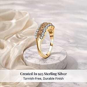 D'Joy Imperial Garnet, Moissanite Ring in 18K Vermeil YG Over Sterling Silver 1.30 ctw (Size 5.0)