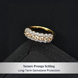 D'Joy Imperial Garnet, Moissanite Ring in 18K Vermeil YG Over Sterling Silver 1.30 ctw (Size 5.0)