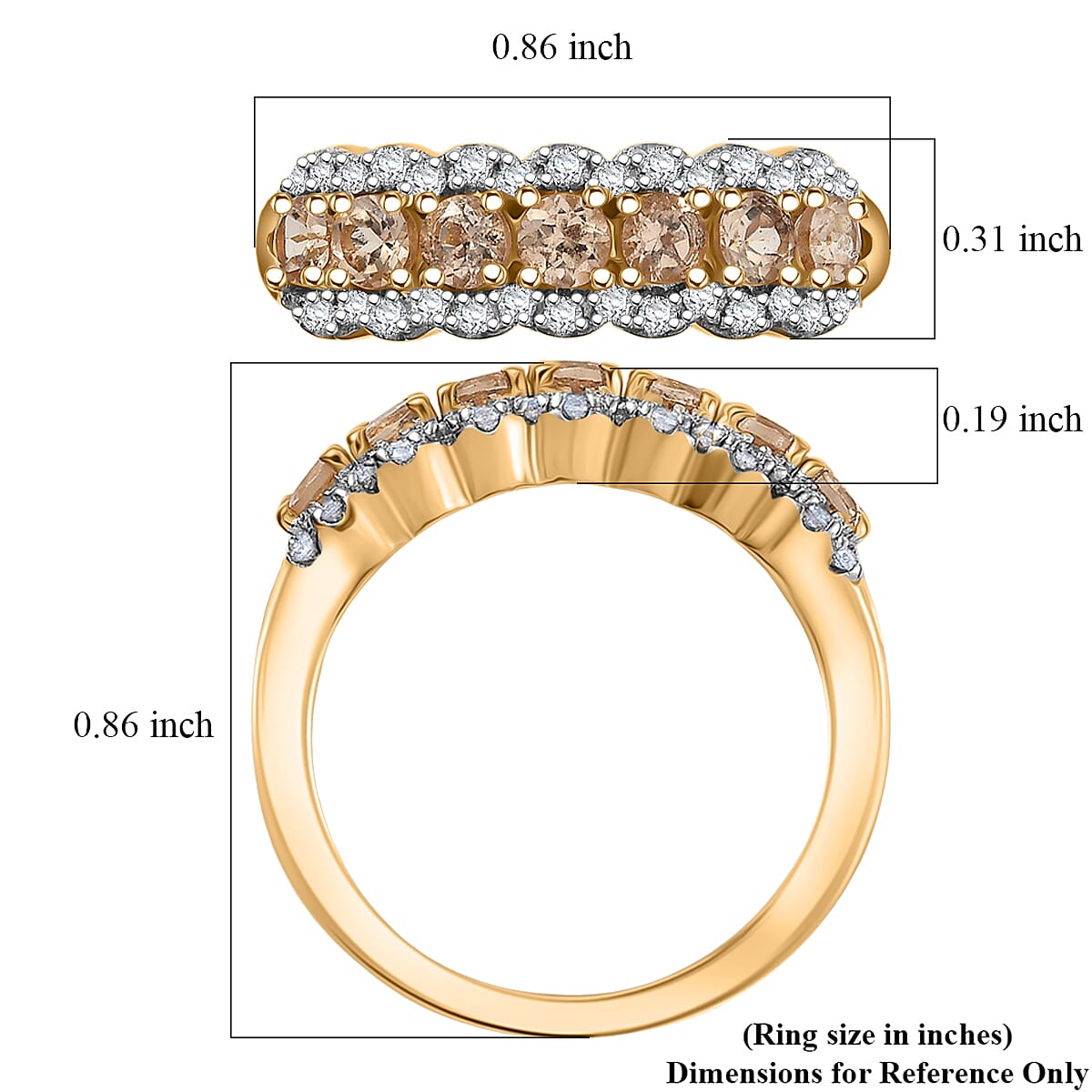D'Joy Premium Imperial Garnet, Moissanite Ring in 18K Vermeil YG Over Sterling Silver (Size 10.0) 1.30 ctw image number 5