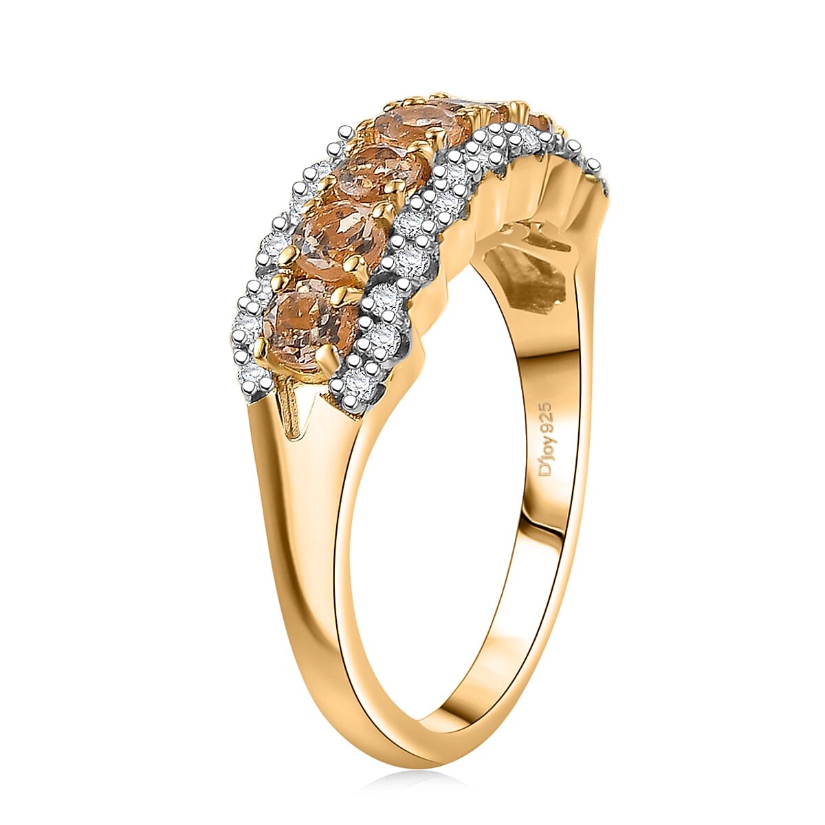 D'Joy Imperial Garnet, Moissanite Ring in 18K Vermeil YG Over Sterling Silver 1.30 ctw (Size 7.0) image number 3