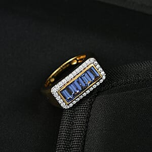 D'Joy Premium Tanzanite and Moissanite 2.25 ctw Victory Frame Men's Ring in 18K Vermeil Yellow Gold Over Sterling Silver (Size 13.0)