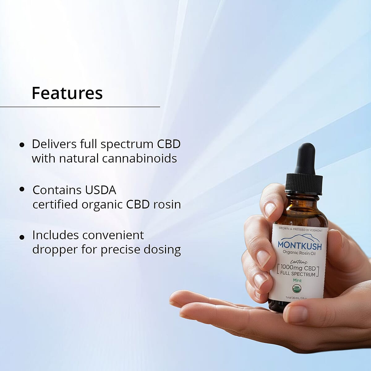  MontKush USDA Organic 1000mg CBD Rosin Oil (1oz) - Mint image number 4