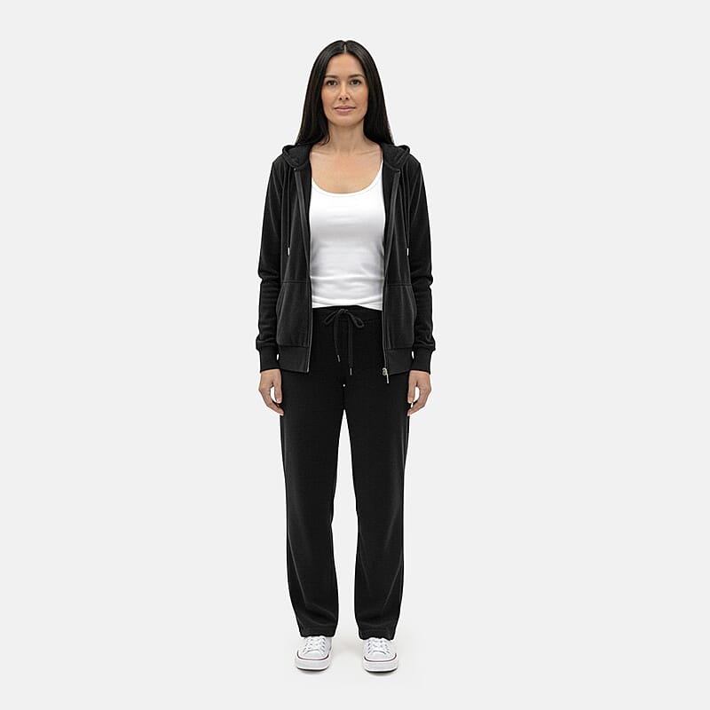 LEEHANTON Ladies Black Velour Track Suit - L