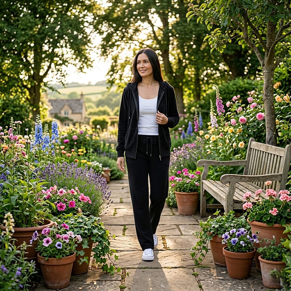 LEEHANTON Ladies Black Velour Track Suit - XL image number 1