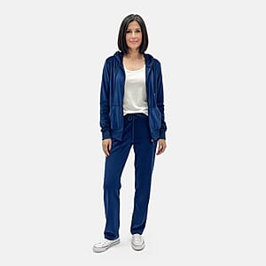 LEEHANTON Ladies Navy Velour Track Suit - L
