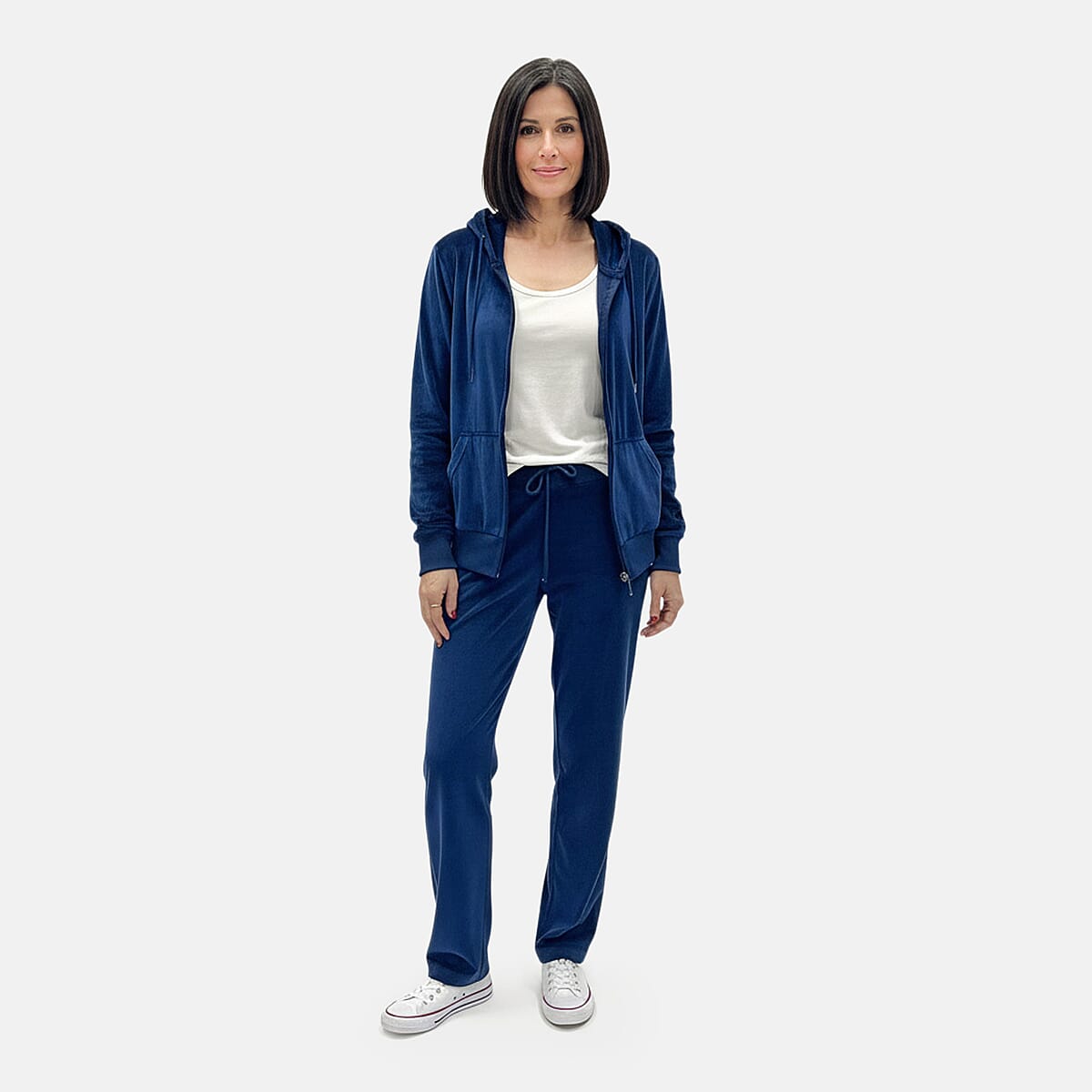 LEEHANTON Ladies Navy Velour Track Suit - M image number 0
