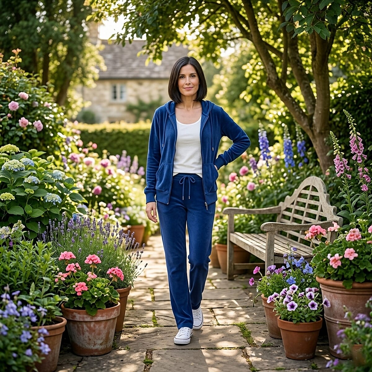 LEEHANTON Ladies Navy Velour Track Suit - S image number 1