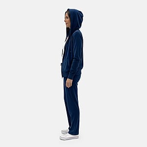 LEEHANTON Ladies Navy Velour Track Suit - S