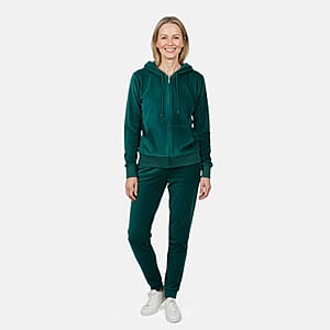 LEEHANTON Ladies Green Velour Track Suit - L