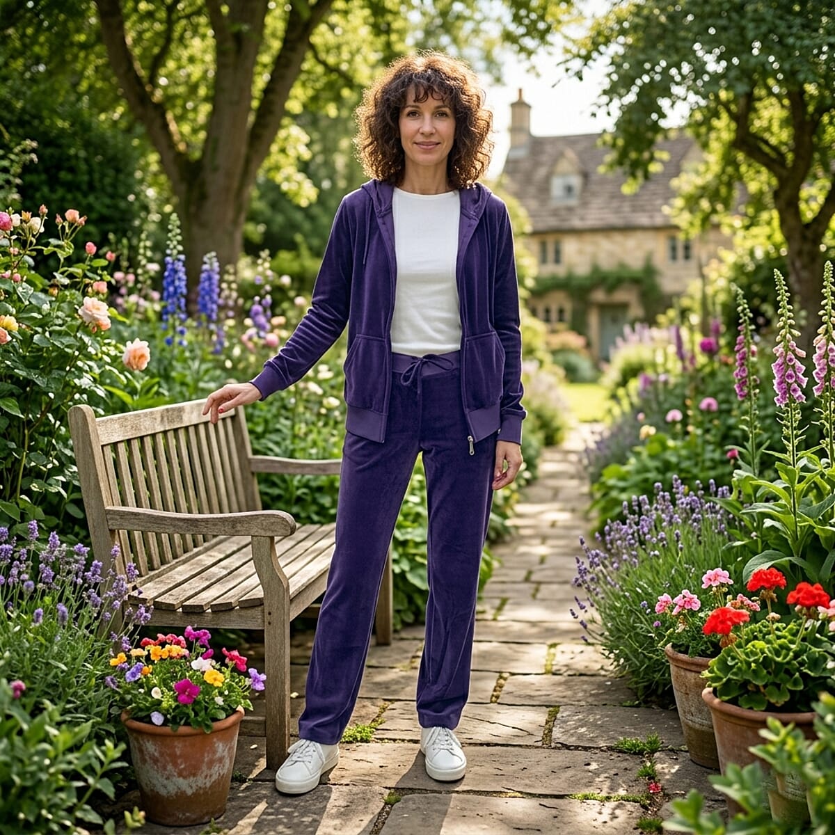 LEEHANTON Ladies Purple Velour Track Suit - L image number 1