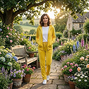 LEEHANTON Ladies Yellow Velour Track Suit - M