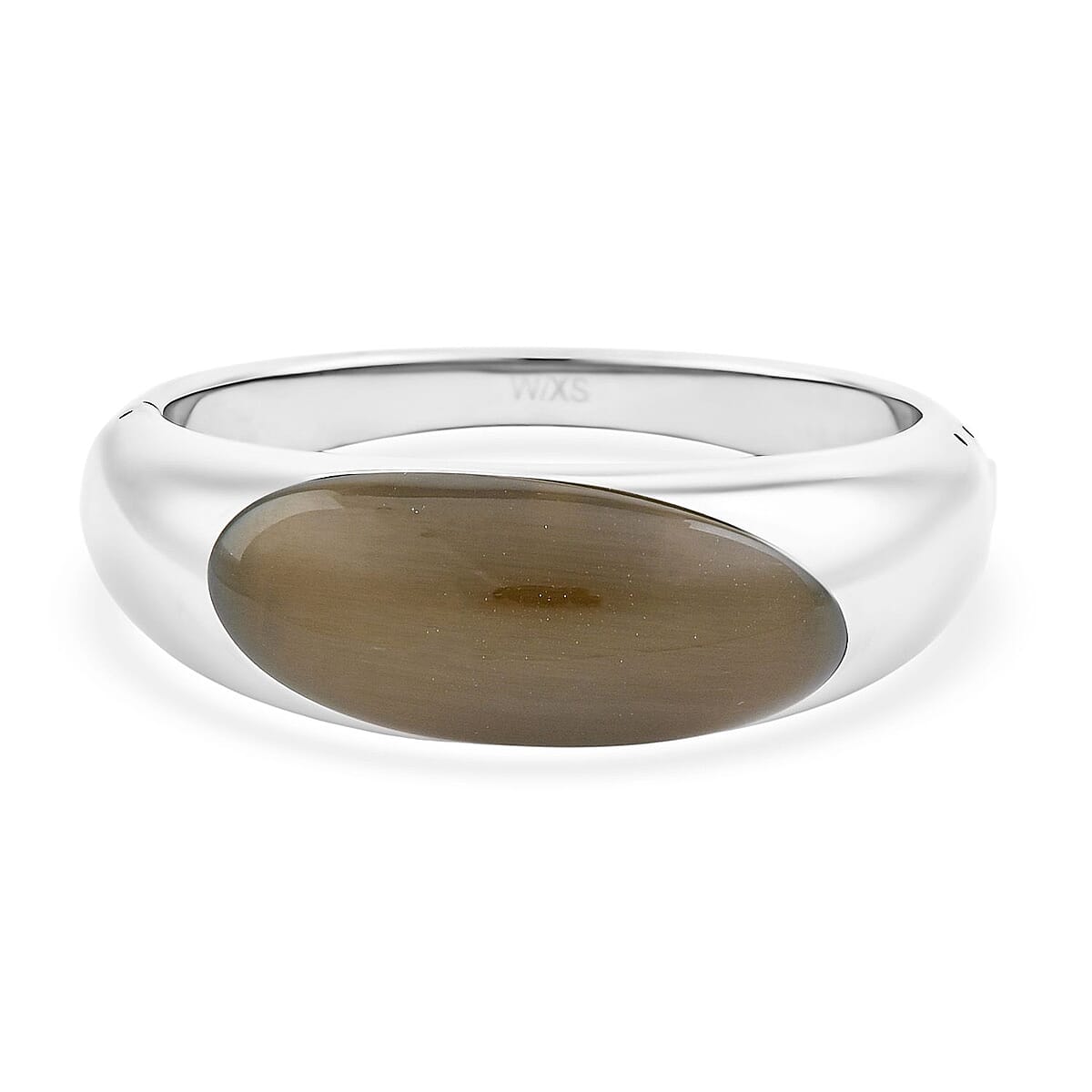 Calvin Klein Closeout Agate Ellipse Bangle Bracelet in Stainless Steel (5.50 In) 8.00 ctw image number 0