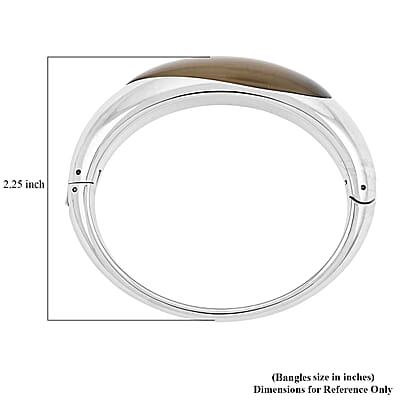 Calvin Klein Closeout Agate Ellipse Bangle Bracelet in Stainless Steel (5.50 In) 8.00 ctw
